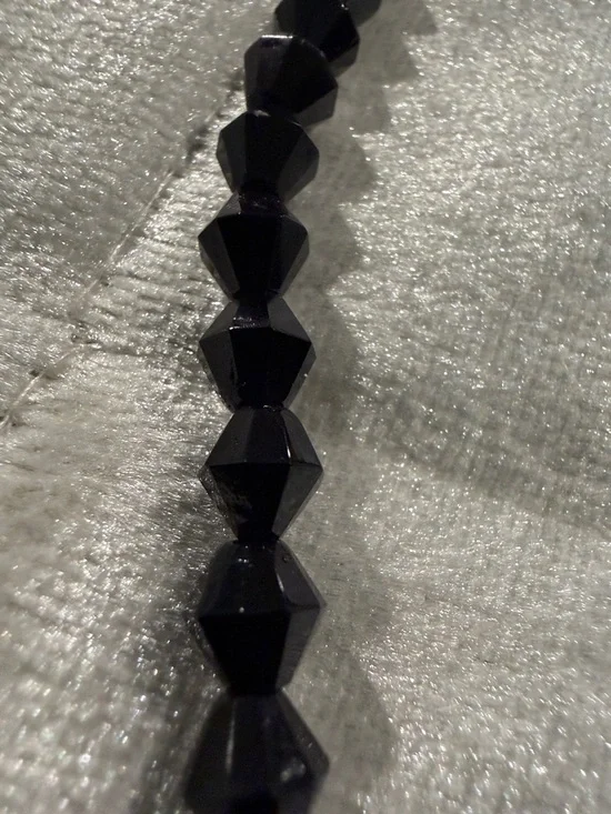 Black Faceted Acrylic Bead Necklace with Gold Clasp - Women Jewelry - Picture 3 of 4